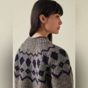 NWOT Toast UK Women’s Graphic Yoke Donegal Sweater in Fossil Size XS